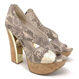 Nine West Pratique Snakeskin Platform Heels